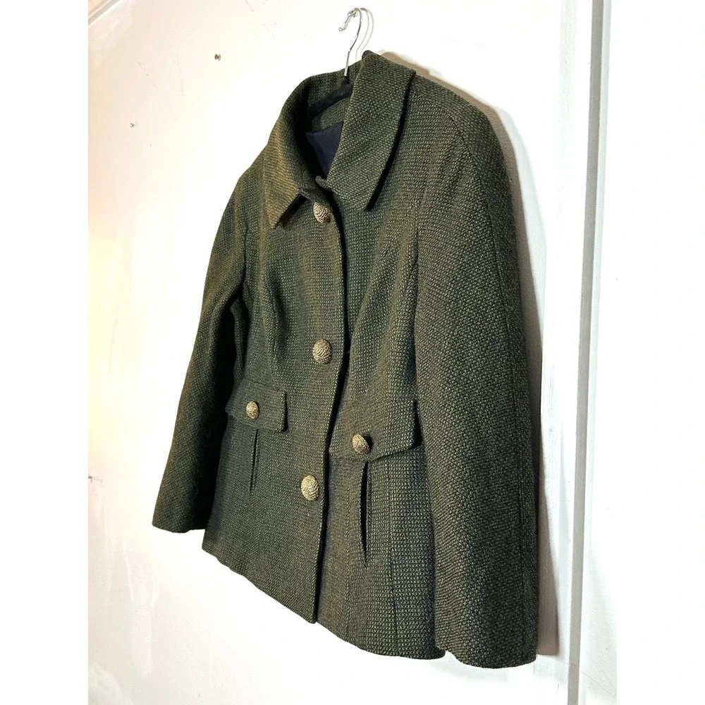 1960's Zelinka Matlick Wool blend dark green tweed cropped jacket Jackie O Small